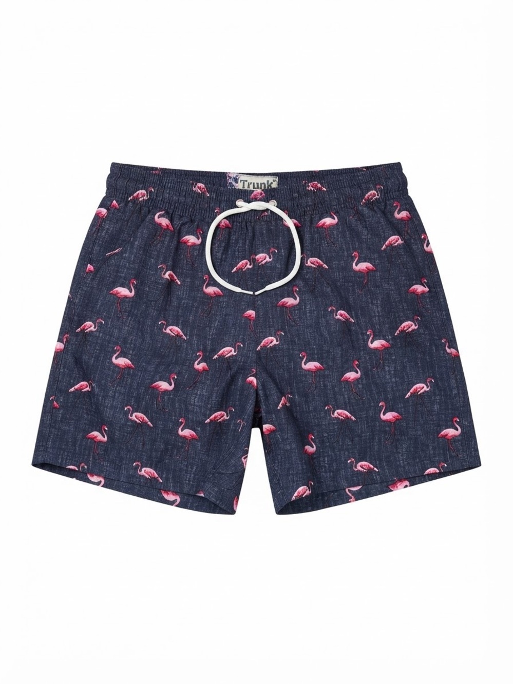 Trunks Men's Navy Swim Trunks with Pink Flamingo Print size small